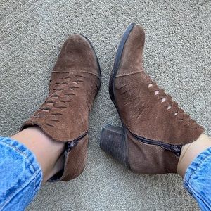 Free People Suede Leather Cutout Bootie